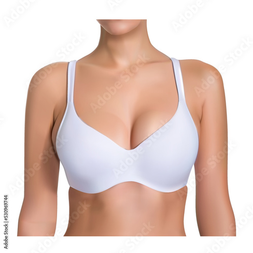 Woman in white bra on white background vector illustration