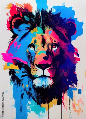 portrait of a lion abstract color art