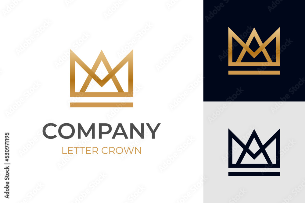 Geometric creative crown logo design vector symbol elements with Letter ...