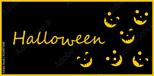 Halloween Banner, black and orange yellow, invitation, stationery