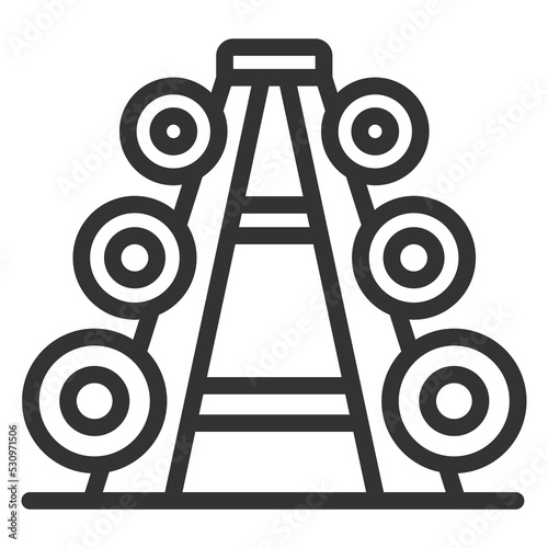 Barbell on the rack - icon, illustration on white background, outline style
