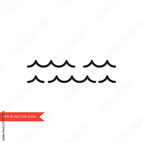 Wave icon for ocean, river, sea or water logo