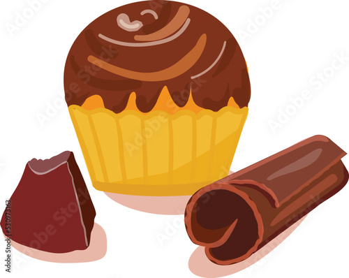 Cocoa cupcake icon cartoon vector. Cacao chocolate. Powder flavor
