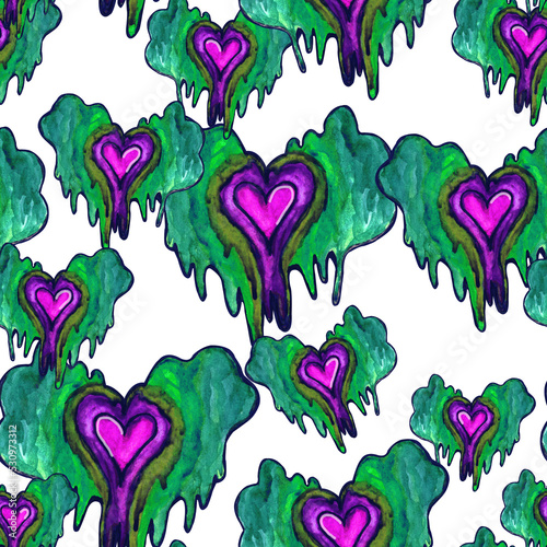 watercolor pattern colorful heart, inside the rainbow spreads, valentine for your design seamless
