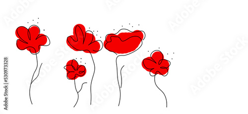 Fototapeta Naklejka Na Ścianę i Meble -  maki kwiaty ilustracja, red poppies