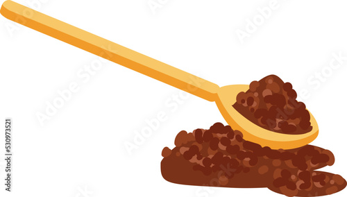 Spoon cocoa powder icon cartoon vector. Cacao bean. Nut fruit