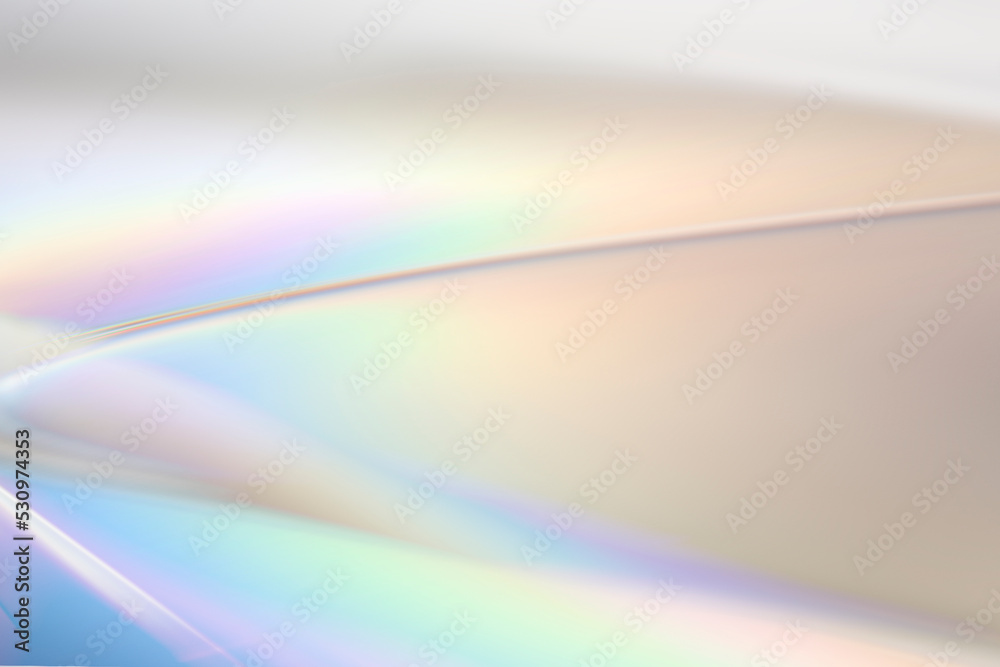 Fototapeta premium 白く透明感の美しい虹色のメタリックなクールなガラス質感のアブストラクト