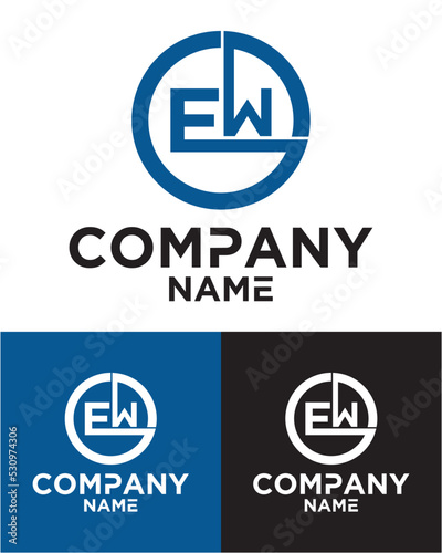 Initial letter e w logo vector design template