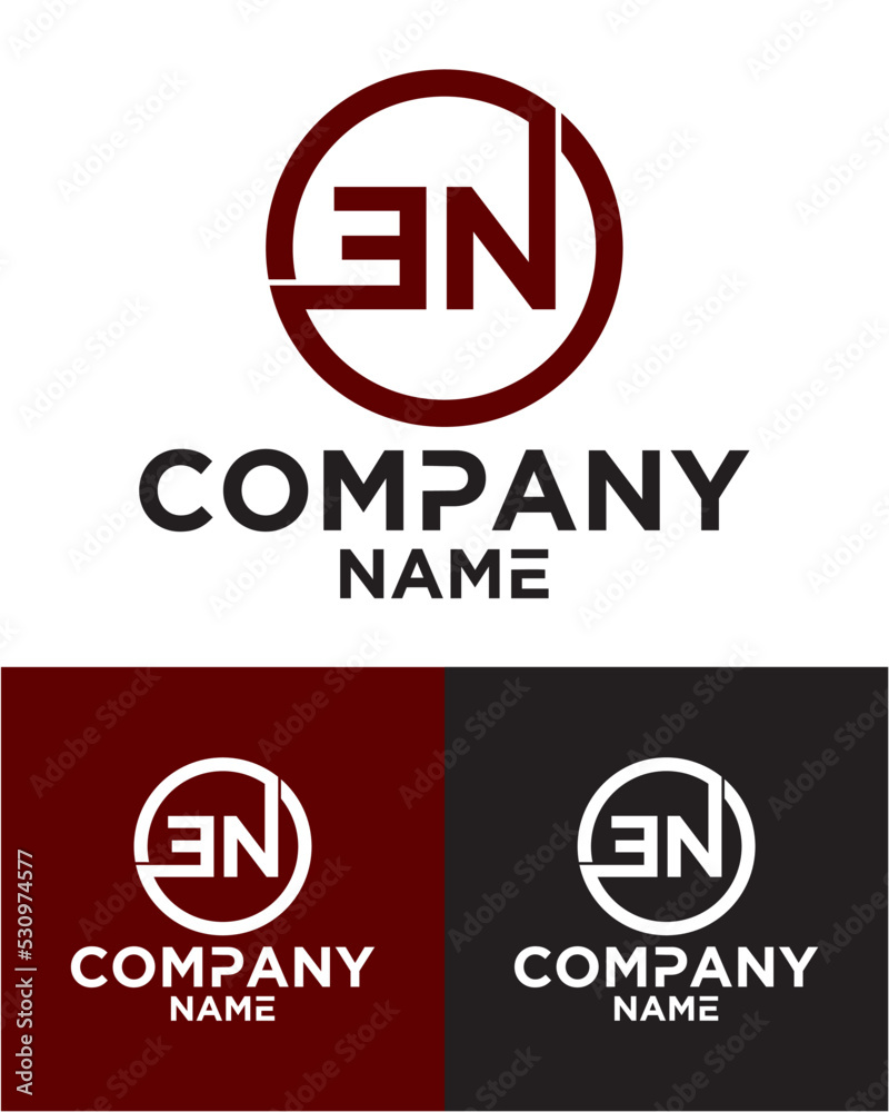 Initial letter e n logo vector design template