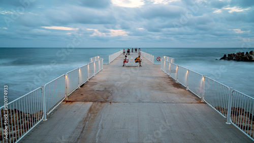 Evening on the pier of St. Konstantin and Elena resort, Black sea
