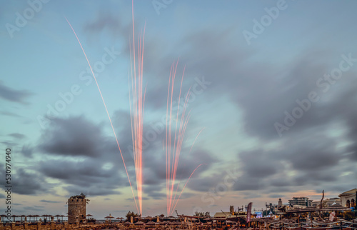 Illumination in the Evening on the beach of St. Konstantin and Elena resort, Black sea