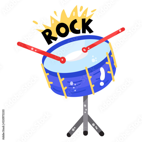 A bass drum icon in flat sticker design 