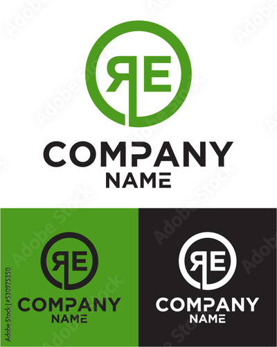 Initial letter r e logo vector design template