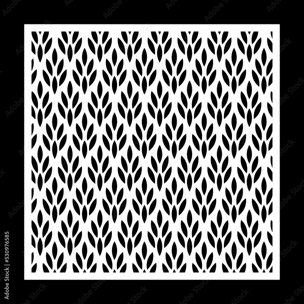 Decorative card for cutting. Linear square geometric mosaic pattern. Laser cut. Cnc cut.