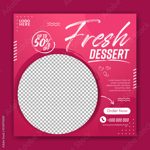 Food Social Media Banner. Food instagram post template design. Suitable for Social Media Post Restaurant and culinary Promotion.