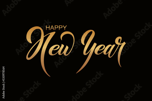 Happy New Year hand lettering calligraphy. Vector holiday illustration element. Typographic element for banner, poster, congratulations