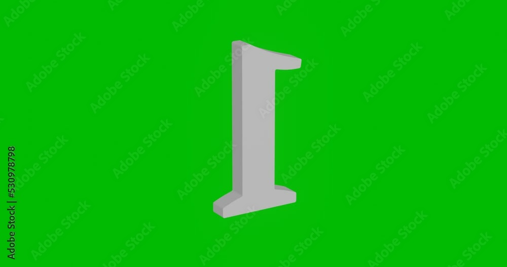 Animation of rotation of a white number one symbol with shadow. Simple and complex rotation. Seamless looped 4k animation on green chroma key background Animation of rotation of a white number one symbol with shadow. Simple and complex rotation. Seamless looped 4k animation on green chroma key background