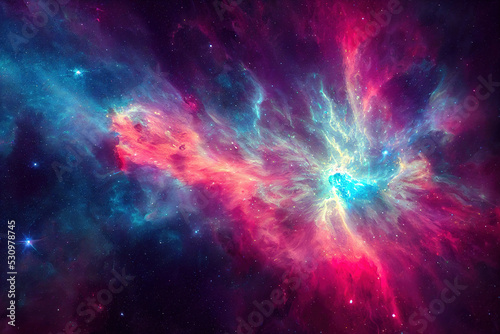 colorful nebula, abstract space galaxy background, big bang, digital illustration, digital painting, cg artwork, realistic illustration