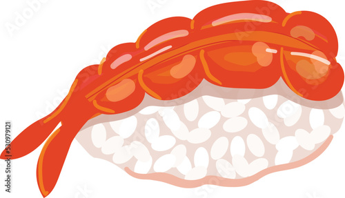 Shrimp sushi icon cartoon vector. Food japanese. Caviar dish