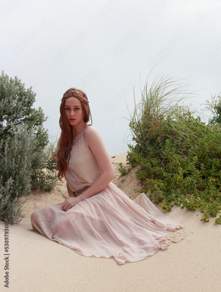 full length portrait of beautiful young woman with long hair wearing ...