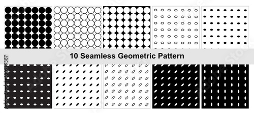 10 Geometric pattern in black white.