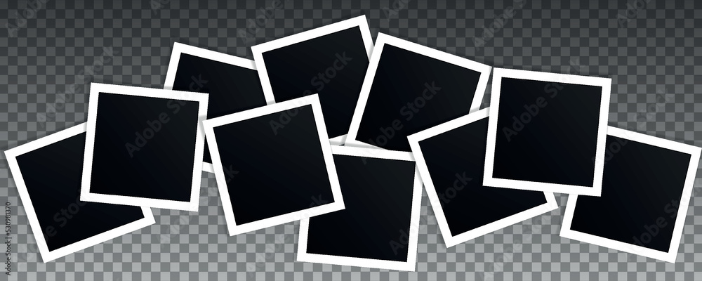 Set of square vector photo frames. Collage of realistic frames isolated on transparent background. Set of square vector photo frames. Collage of realistic frames isolated on transparent background.
