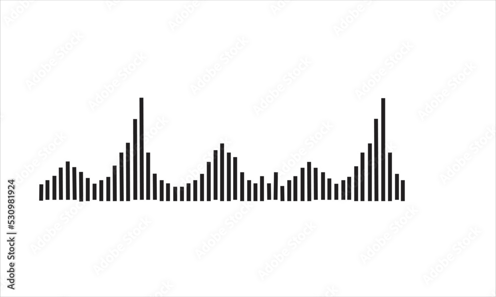 Frequency audio waveform, music wave HUD interface elements, voice graph signal. Equalizer music sound wave vector symbol icon 