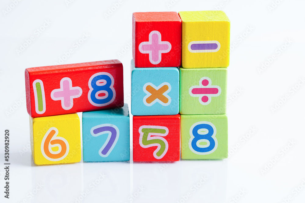 Number wood block cubes for learning Mathematic, education math concept. Number wood block cubes for learning Mathematic, education math concept.