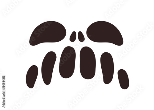 Spooky Halloween face stencil with creepy evil expression, angry scary emotion. Ugly horror pumpkin monster template for Helloween holiday. Flat vector illustration isolated on white background