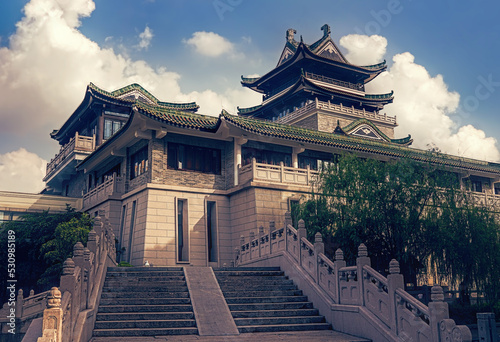 Guangzhou city, China. Liwan district, Xiguan Antique town. Cantonese Opera Art Museum conserves cultural heritage, arts and crafts, and performance between Opera and Lingnan gardens.
