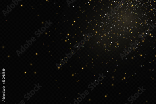 golden particles. light effect. Gold dust. background decoration.Christmas dust.