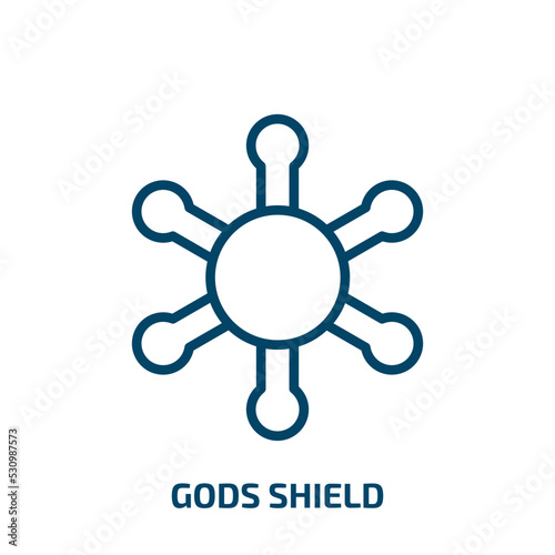 gods shield icon from zodiac collection. Thin linear gods shield, god, religious outline icon isolated on white background. Line vector gods shield sign, symbol for web and mobile
