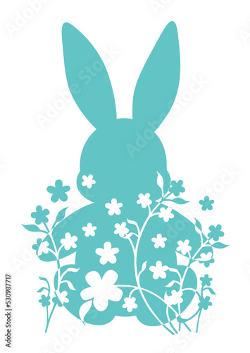 Hare in the grass clipart. Easter bunny clipart blue