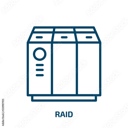 raid icon from web hosting collection. Thin linear raid, hardware, storage outline icon isolated on white background. Line vector raid sign, symbol for web and mobile