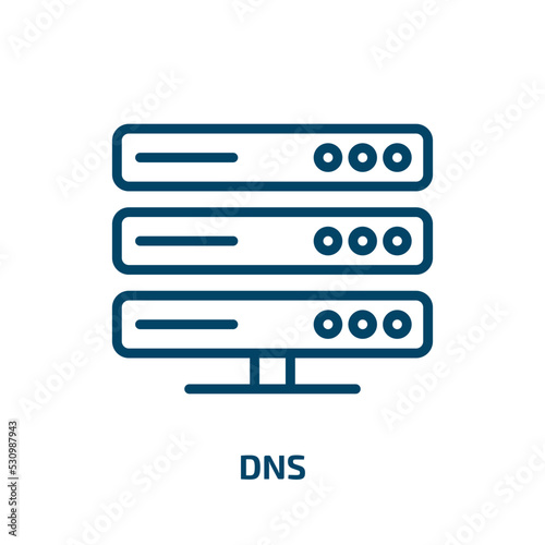 dns icon from web hosting collection. Thin linear dns, internet, server outline icon isolated on white background. Line vector dns sign, symbol for web and mobile