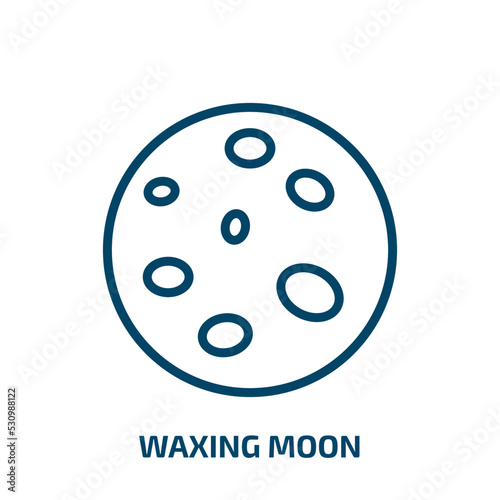 waxing moon icon from weather collection. Thin linear waxing moon, space, phase outline icon isolated on white background. Line vector waxing moon sign, symbol for web and mobile