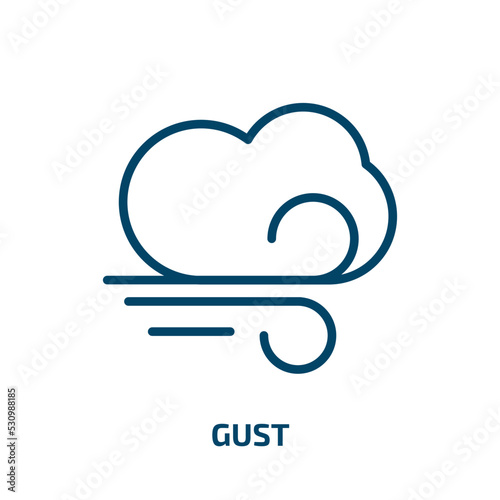 gust icon from weather collection. Thin linear gust, weather, wind outline icon isolated on white background. Line vector gust sign, symbol for web and mobile