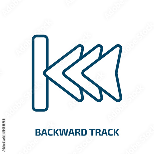 backward track icon from user interface collection. Thin linear backward track, arrow, back outline icon isolated on white background. Line vector backward track sign, symbol for web and mobile