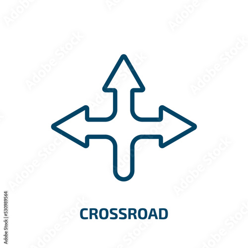 crossroad icon from user interface collection. Thin linear crossroad, road, navigation outline icon isolated on white background. Line vector crossroad sign, symbol for web and mobile