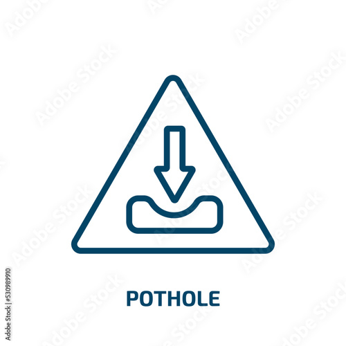 pothole icon from traffic signs collection. Thin linear pothole, road, construction outline icon isolated on white background. Line vector pothole sign, symbol for web and mobile