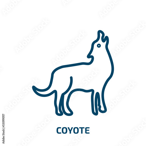 coyote icon from animals collection. Thin linear coyote, animal, nature outline icon isolated on white background. Line vector coyote sign, symbol for web and mobile