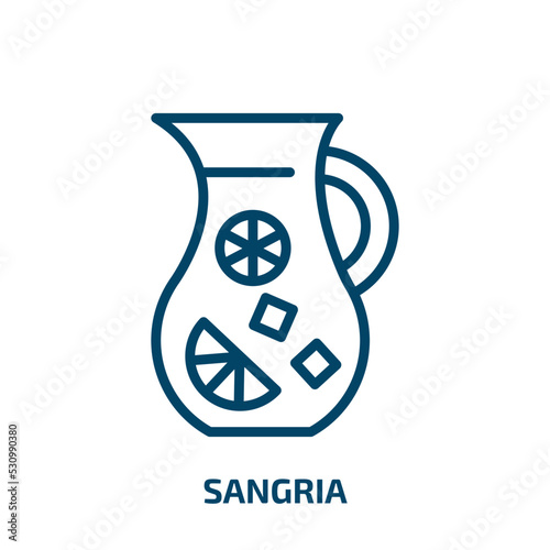 sangria icon from summer collection. Thin linear sangria, wine, spanish outline icon isolated on white background. Line vector sangria sign, symbol for web and mobile