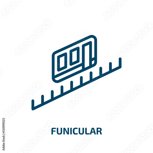 funicular icon from summer collection. Thin linear funicular, travel, tourism outline icon isolated on white background. Line vector funicular sign, symbol for web and mobile