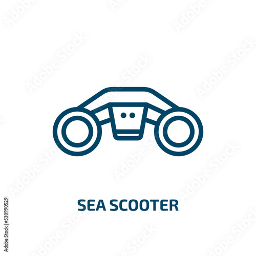 sea scooter icon from summer collection. Thin linear sea scooter, sea, boat outline icon isolated on white background. Line vector sea scooter sign, symbol for web and mobile