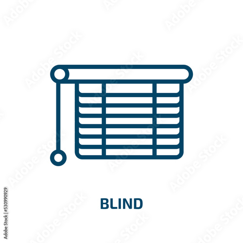 blind icon from smart home collection. Thin linear blind, jalousie, window outline icon isolated on white background. Line vector blind sign, symbol for web and mobile