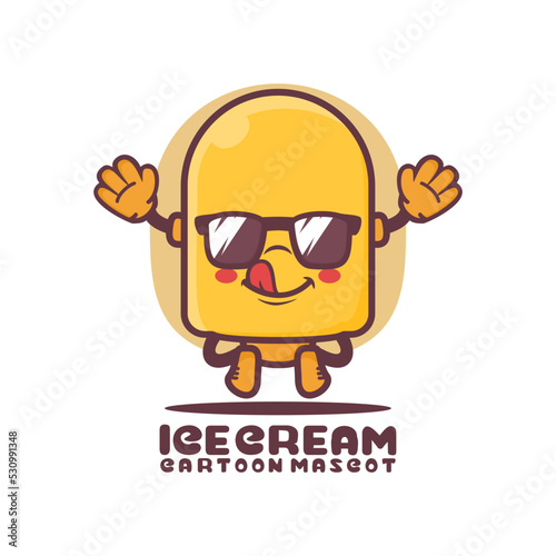 ice cream cartoon mascot. food vector illustration