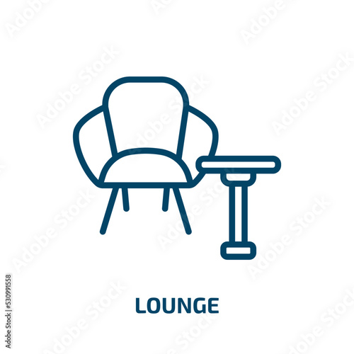 lounge icon from hotel and restaurant collection. Thin linear lounge, house, business outline icon isolated on white background. Line vector lounge sign, symbol for web and mobile
