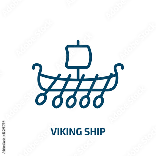 viking ship icon from history collection. Thin linear viking ship, ship, nordic outline icon isolated on white background. Line vector viking ship sign, symbol for web and mobile