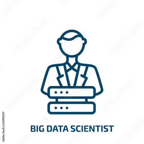 big data scientist icon from general collection. Thin linear big data scientist, data, scientist outline icon isolated on white background. Line vector big data scientist sign, symbol for web and