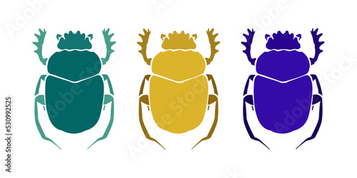 A beautiful scarab beetle, a top view of a cute insect. Vector illustration isolated on white. A symbol of the creative power of the Sun, rebirth in the afterlife.